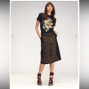 Cynthia Rowley Black Pencil Skirt with Gold Accents Brand NEW WITH TAGS